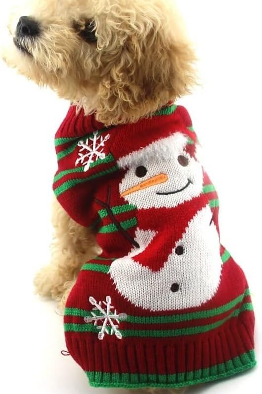 Dog Snow Sweater - Snowman Holiday Pet Clothes for Small Dogs and Cats - Christmas Xmas New Year (Snowman, M)