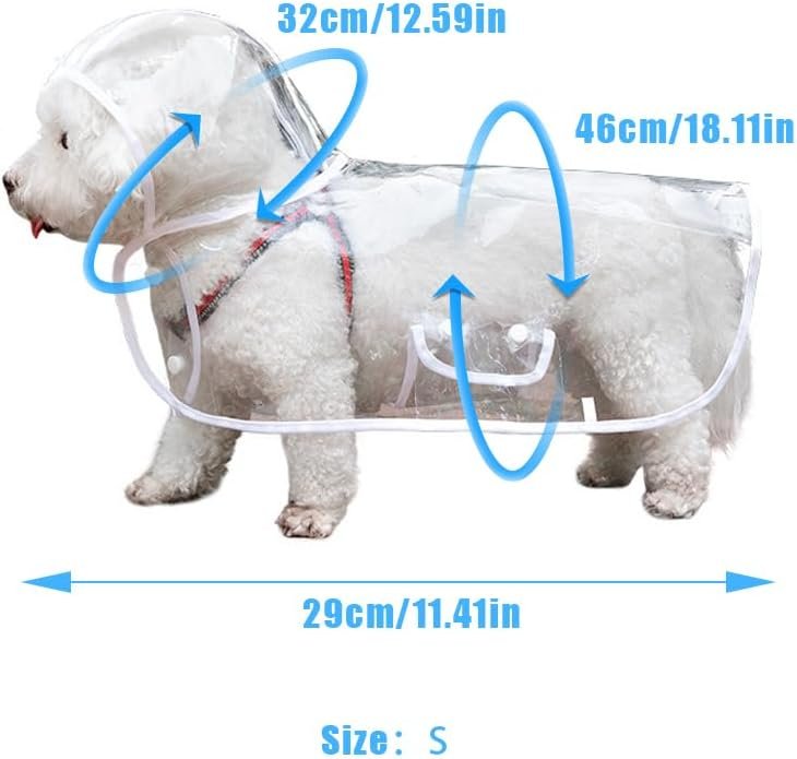 Pet Dog Raincoat,Waterproof Jacket, Dog Rain Poncho Portable Raining Coat Breathable Lightweight Breathable Lightweight Suitable for Neck 32 cm, Length 29 cm, Chest 46 cm Pet - Image 2