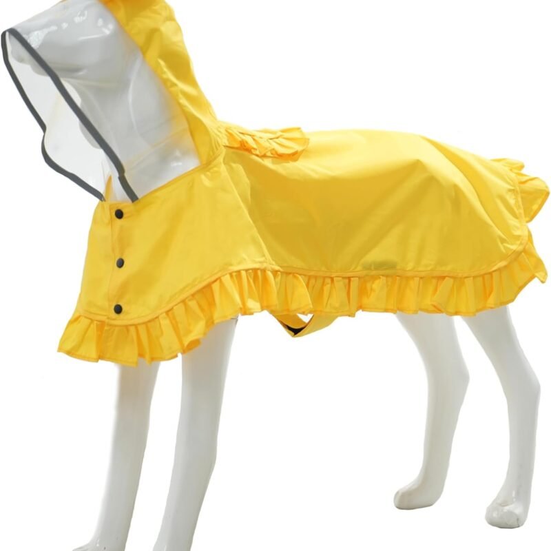Dog Raincoats, Waterproof Dog Rain Jacket with Clear Hood, Adjustable Reflective Lightweight Breathable Pet Rain Poncho for Small Medium Large Dogs(Yellow, X-Small)