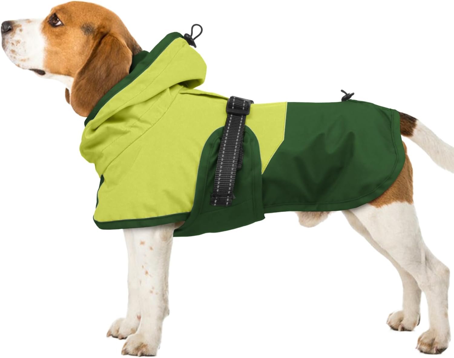 Dog Raincoat for Small Medium and Large Dogs Waterproof Dog Rain Jacket Adjustable Hooded Dogs Raincoat Pet Rain Coat Poncho with Leash Hole, Reflective Strip, Green, L