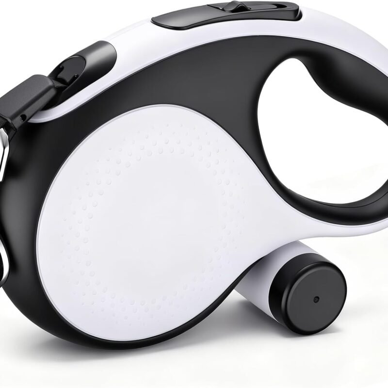 26 Ft Walking Leash with Poop Bag Holder for Dogs Weighing 66 lbs - 110 lbs, 8m Retractable Heavy-Duty Leash 360°Tangle-Free with Anti-Slip Handle One-Handed Brake Pause Lock for Pet Outside