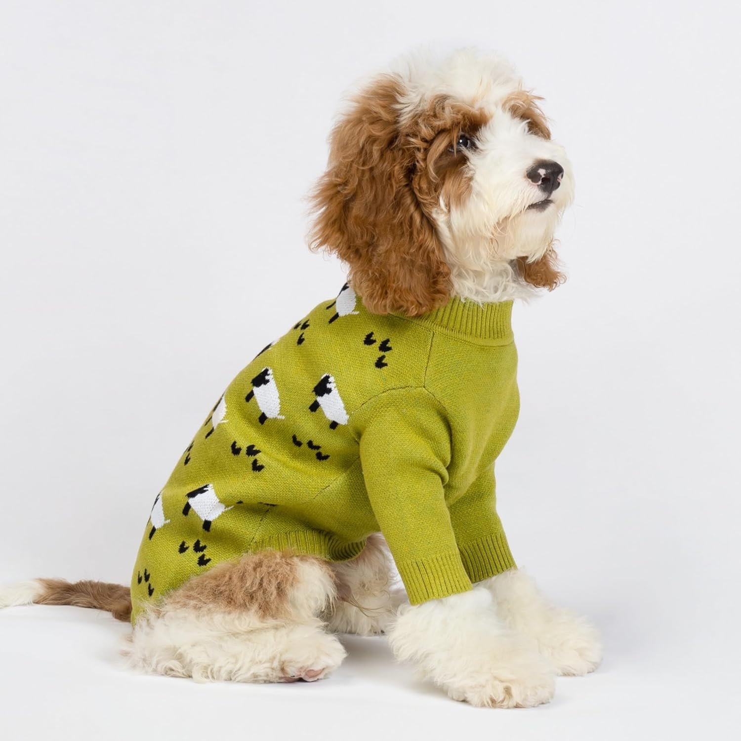 Funny Sheep Dog Sweater, Thermal Winter Clothes for Small Dogs, Boy, Girl - Dog Holiday Pullover Jumper, Pet Outfit - Black, Green, White, S - Image 2