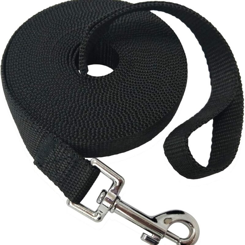 Nylon Training Dog Leash for Small Medium Large Dogs,  Puppy Lead for Obedience Recall Training, Camping (20ft, Black)