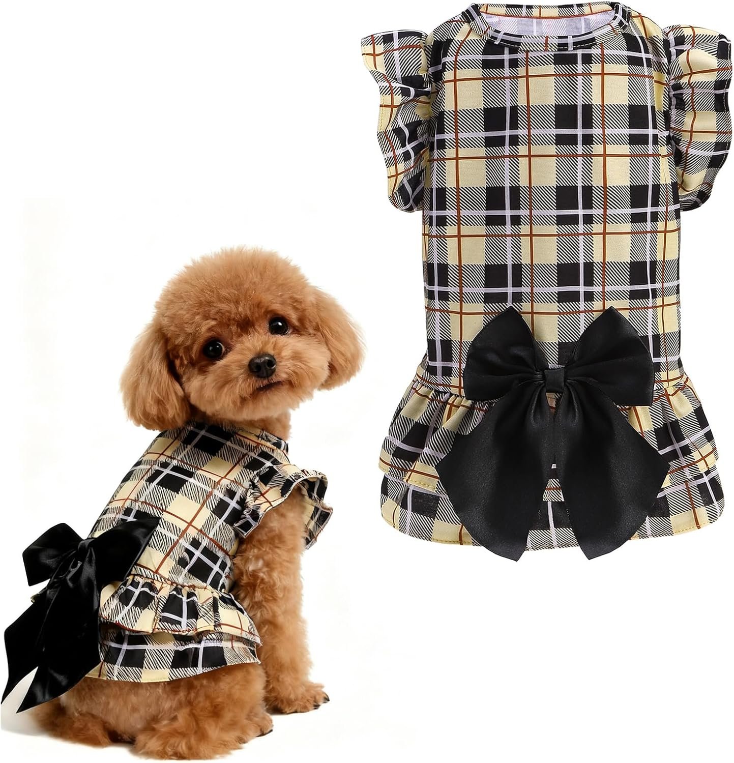 Classic Plaid Dog Dress for Small Dogs and Puppies,Puppy Costumes Pet Clothes Holiday Girl Dogs Shirt, Party Dog Vest Dresses Cat Apparel Sweater Warm Skirt