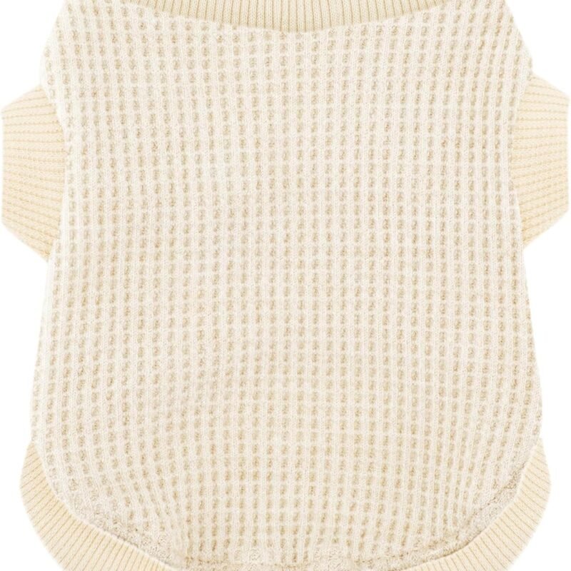 Cozy Lightweight Dog Sweaters Shirt for Small Puppies: Stretchable Beige Tank Top Attire, Perfect for Chihuahuas and Yorkies - Enhancing Comfort and Playfulness on Chilly Days - Medium